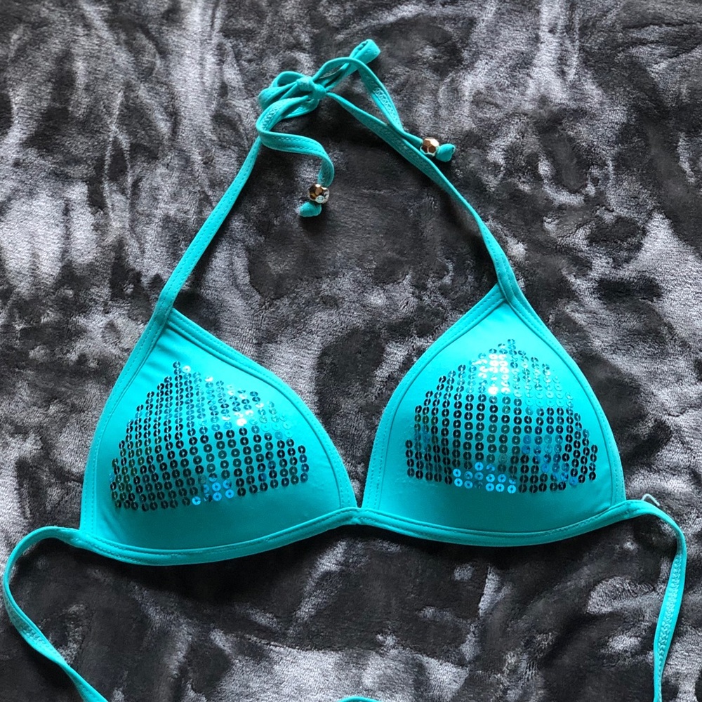 Turquoise Push-up Triangle Bikini Top - Large